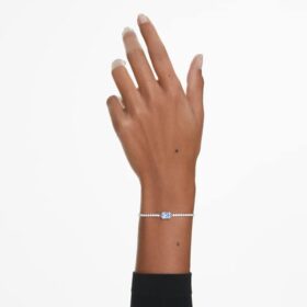 Pulseras Matrix con cortes variados, azul, chapada en rodio