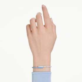 Pulseras Matrix con cortes variados, azul, chapada en rodio