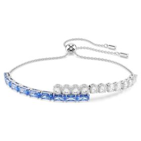 Pulseras Matrix con cortes variados, azul, chapada en rodio