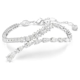 Pulseras Matrix con cortes variados, blancas, chapadas en rodio