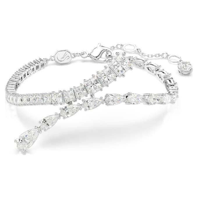Pulseras Matrix con cortes variados, blancas, chapadas en rodio Pulseras Matrix con cortes variados, blancas, chapadas en rodio