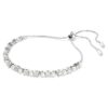 Pulseras Matrix con perla de cristal, corte redondo, blanca, chapada en rodio Pulseras Matrix con perla de cristal, corte redondo, blanca, chapada en rodio