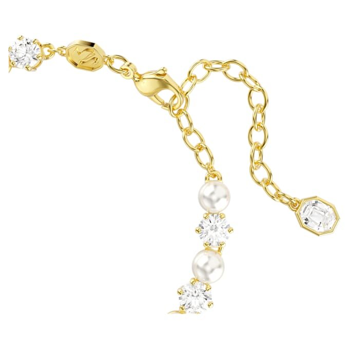 Pulseras Matrix Tennis con perlas de cristal, talla redonda, blanca, chapada en tono dorado Pulseras Matrix Tennis con perlas de cristal, talla redonda, blanca, chapada en tono dorado