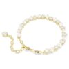 Pulseras Matrix Tennis con perlas de cristal, talla redonda, blanca, chapada en tono dorado Pulseras Matrix Tennis con perlas de cristal, talla redonda, blanca, chapada en tono dorado