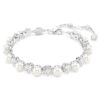 Pulseras Matrix Tennis Crystal Pearl, corte redondo, blanco, chapada en rodio Pulseras Matrix Tennis Crystal Pearl, corte redondo, blanco, chapada en rodio