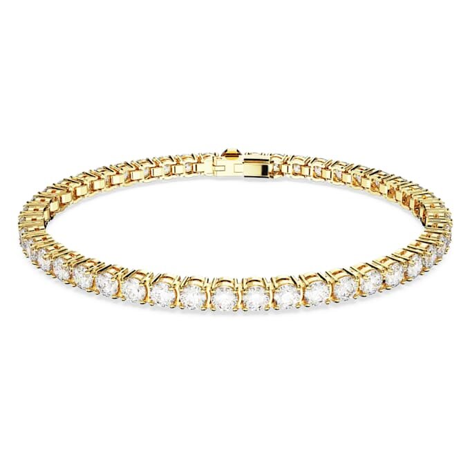 Pulseras Matrix Tennis de corte redondo, blanca, chapada en tono dorado Pulseras Matrix Tennis de corte redondo, blanca, chapada en tono dorado