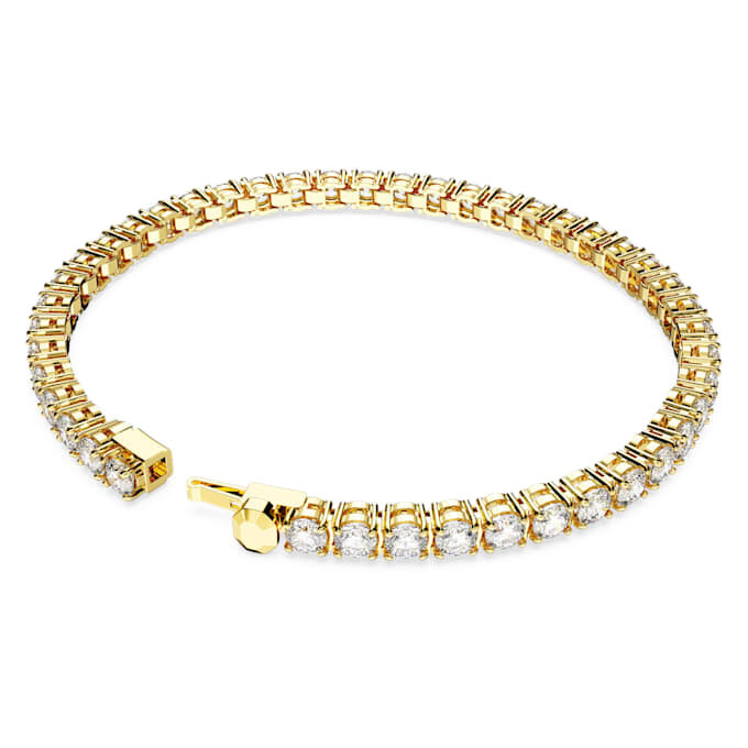 Pulseras Matrix Tennis de corte redondo, blanca, chapada en tono dorado Pulseras Matrix Tennis de corte redondo, blanca, chapada en tono dorado