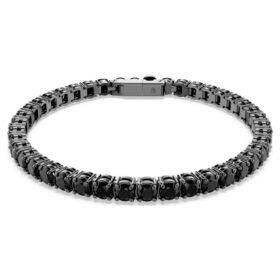 Pulseras Matrix Tennis de corte redondo, negra, chapada en rutenio