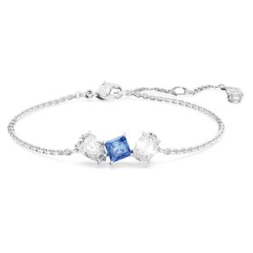 Pulseras Mesmera con cortes variados, azul, chapada en rodio