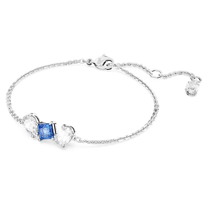 Pulseras Mesmera con cortes variados, azul, chapada en rodio Pulseras Mesmera con cortes variados, azul, chapada en rodio