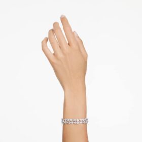 Pulseras Mesmera con cortes variados, blancas, chapadas en rodio