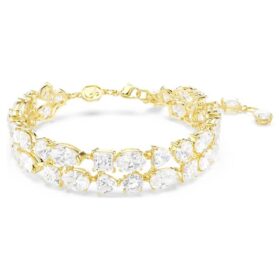 Pulseras Mesmera con cortes variados, blancas, chapadas en tono dorado