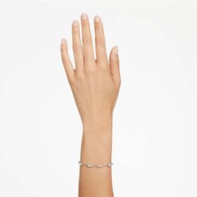 Pulseras Mesmera con cortes variados, diseño disperso, blanca, chapada en rodio