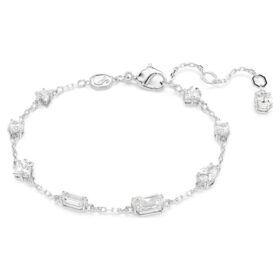 Pulseras Mesmera con cortes variados, diseño disperso, blanca, chapada en rodio