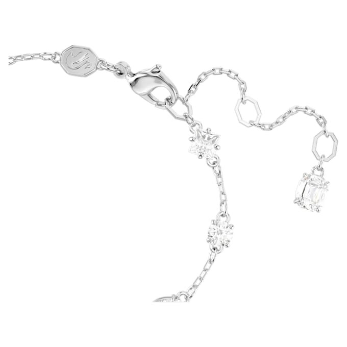 Pulseras Mesmera con cortes variados, diseño disperso, blanca, chapada en rodio Pulseras Mesmera con cortes variados, diseño disperso, blanca, chapada en rodio