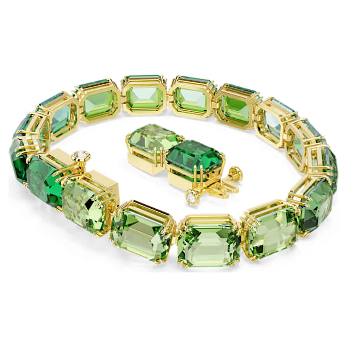 Pulseras Millenia con corte octogonal, degradado de color, verde, chapada en tono dorado Pulseras Millenia con corte octogonal, degradado de color, verde, chapada en tono dorado