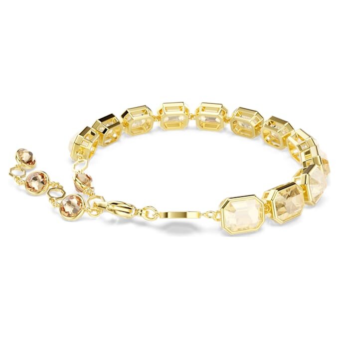 Pulseras Millenia con cristales de corte octogonal, color caramelo, chapada en tono dorado Pulseras Millenia con cristales de corte octogonal, color caramelo, chapada en tono dorado