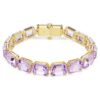 Pulseras Millenia con cristales de corte octogonal, morada, chapada en tono dorado Pulseras Millenia con cristales de corte octogonal, morada, chapada en tono dorado