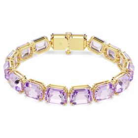 Pulseras Millenia con cristales de corte octogonal, morada, chapada en tono dorado