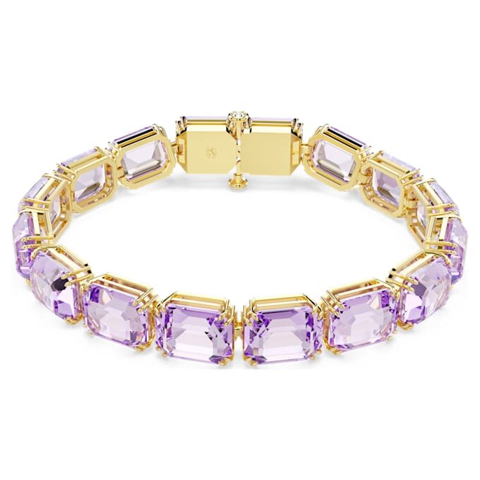 Pulseras Millenia con cristales de corte octogonal, morada, chapada en tono dorado Pulseras Millenia con cristales de corte octogonal, morada, chapada en tono dorado