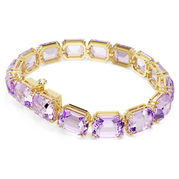 Pulseras Millenia con cristales de corte octogonal, morada, chapada en tono dorado Pulseras Millenia con cristales de corte octogonal, morada, chapada en tono dorado