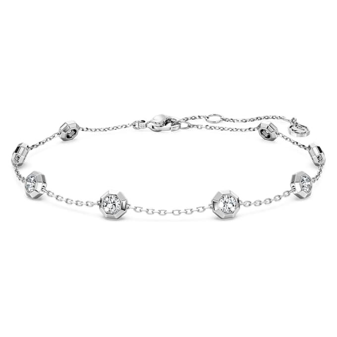 Pulseras octogonales con diamantes cultivados en laboratorio, 0,8 ct en total, forma redonda, plata de ley Pulseras octogonales con diamantes cultivados en laboratorio, 0,8 ct en total, forma redonda, plata de ley