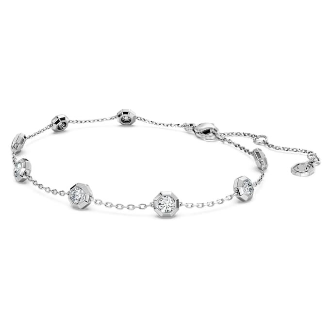 Pulseras octogonales con diamantes cultivados en laboratorio, 0,8 ct en total, forma redonda, plata de ley Pulseras octogonales con diamantes cultivados en laboratorio, 0,8 ct en total, forma redonda, plata de ley