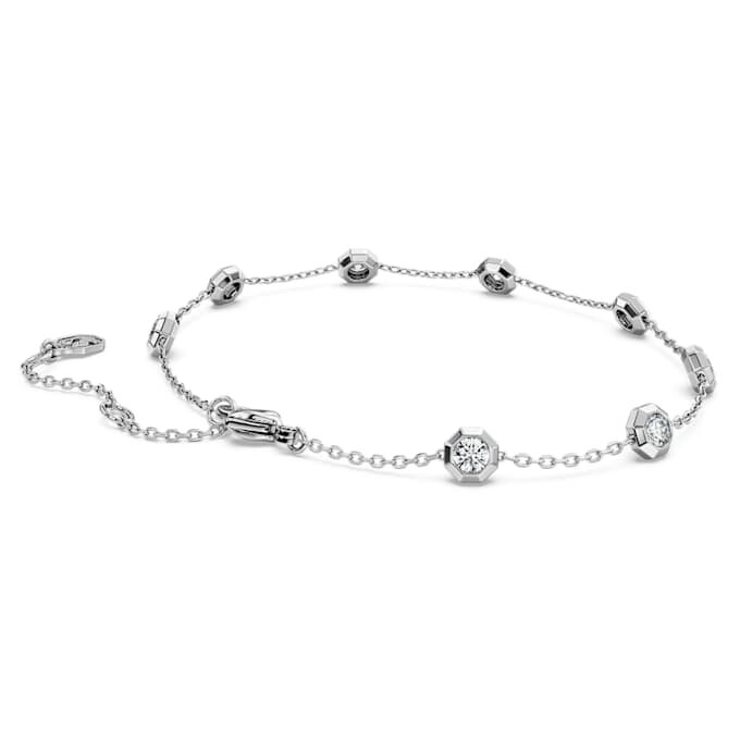 Pulseras octogonales con diamantes cultivados en laboratorio, 0,8 ct en total, forma redonda, plata de ley Pulseras octogonales con diamantes cultivados en laboratorio, 0,8 ct en total, forma redonda, plata de ley