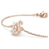 Pulseras «Swan» con cortes variados, cisne, blanco, chapado en tono oro rosa Pulseras «Swan» con cortes variados, cisne, blanco, chapado en tono oro rosa