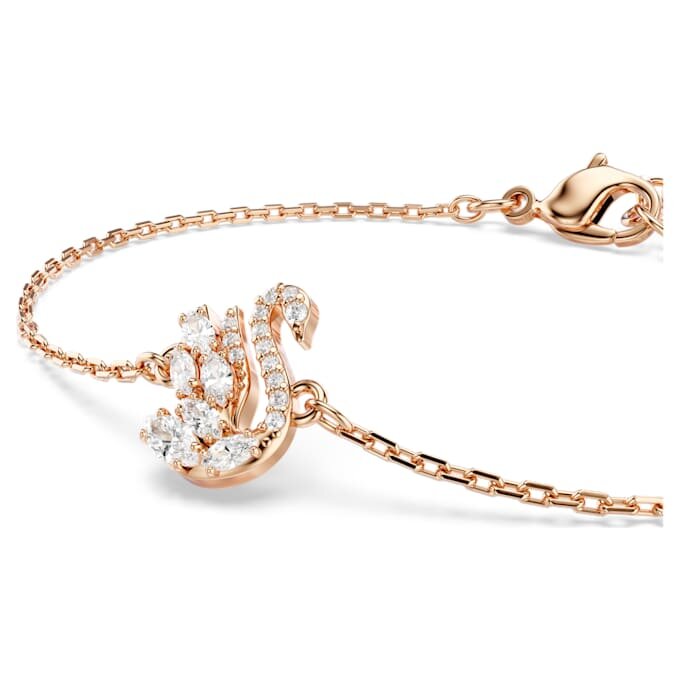 Pulseras «Swan» con cortes variados, cisne, blanco, chapado en tono oro rosa Pulseras «Swan» con cortes variados, cisne, blanco, chapado en tono oro rosa