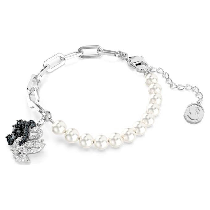 Pulseras «Swan» con perlas de cristal, cisne, negro, acabado en metales mixtos Pulseras «Swan» con perlas de cristal, cisne, negro, acabado en metales mixtos