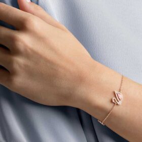 Pulseras «Swan», rosa, chapadas en tono oro rosa Pulseras «Swan», rosa, chapadas en tono oro rosa
