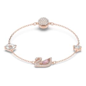 Pulseras «Swan», rosa, chapadas en tono oro rosa Pulseras «Swan», rosa, chapadas en tono oro rosa