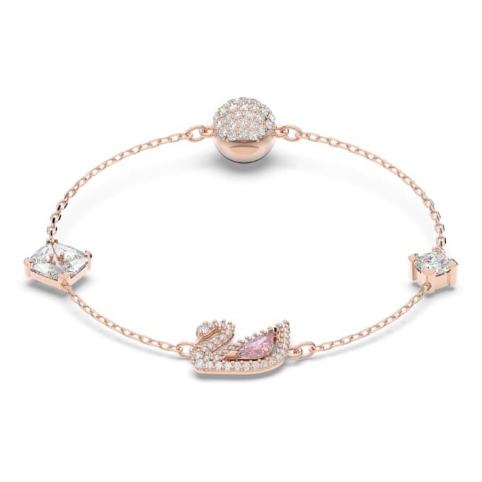 Pulseras «Swan», rosa, chapadas en tono oro rosa Pulseras «Swan», rosa, chapadas en tono oro rosa