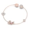 Pulseras «Swan», rosa, chapadas en tono oro rosa Pulseras «Swan», rosa, chapadas en tono oro rosa