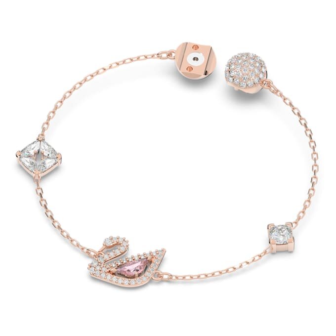 Pulseras «Swan», rosa, chapadas en tono oro rosa Pulseras «Swan», rosa, chapadas en tono oro rosa