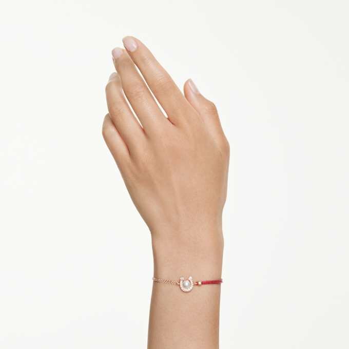 Pulseras Symbolica con perla de cristal, pavé, herradura, blanca, chapada en tono oro rosa Pulseras Symbolica con perla de cristal, pavé, herradura, blanca, chapada en tono oro rosa