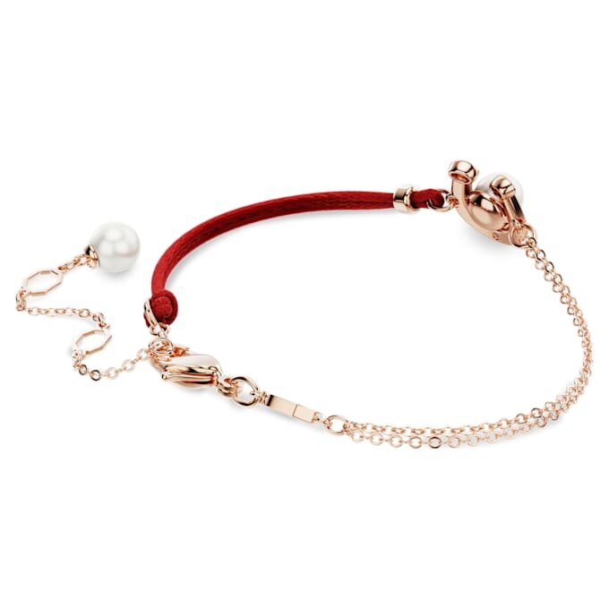 Pulseras Symbolica con perla de cristal, pavé, herradura, blanca, chapada en tono oro rosa Pulseras Symbolica con perla de cristal, pavé, herradura, blanca, chapada en tono oro rosa