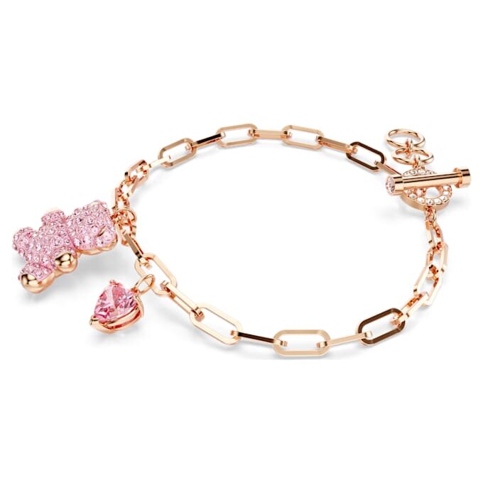 Pulseras Teddy Bear, rosa, chapada en tono oro rosa Pulseras Teddy Bear, rosa, chapada en tono oro rosa