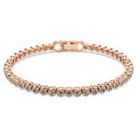 Pulseras tipo tenis Imber Emily, corte redondo, negra, chapada en tono oro rosa Pulseras tipo tenis Imber Emily, corte redondo, negra, chapada en tono oro rosa