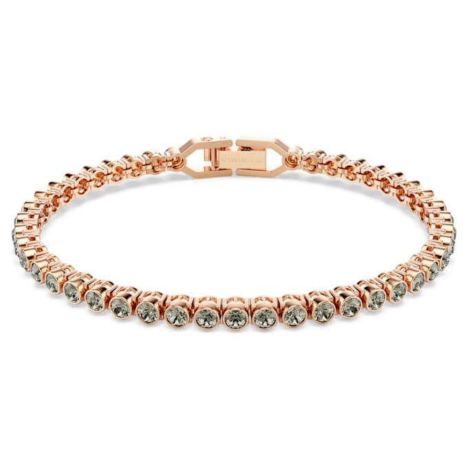 Pulseras tipo tenis Imber Emily, corte redondo, negra, chapada en tono oro rosa Pulseras tipo tenis Imber Emily, corte redondo, negra, chapada en tono oro rosa