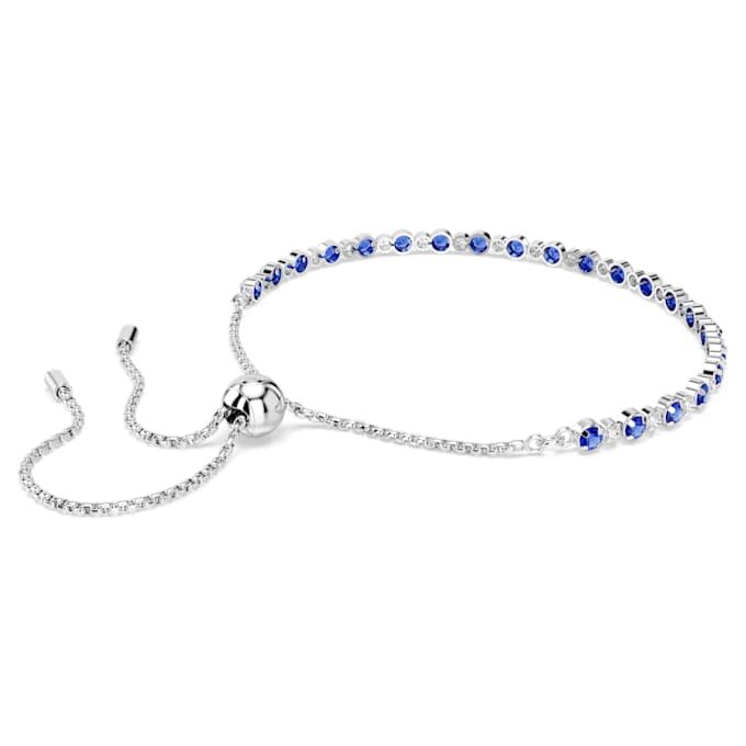 Pulseras tipo tenis Matrix con cortes redondos mixtos, azul, chapada en rodio Pulseras tipo tenis Matrix con cortes redondos mixtos, azul, chapada en rodio