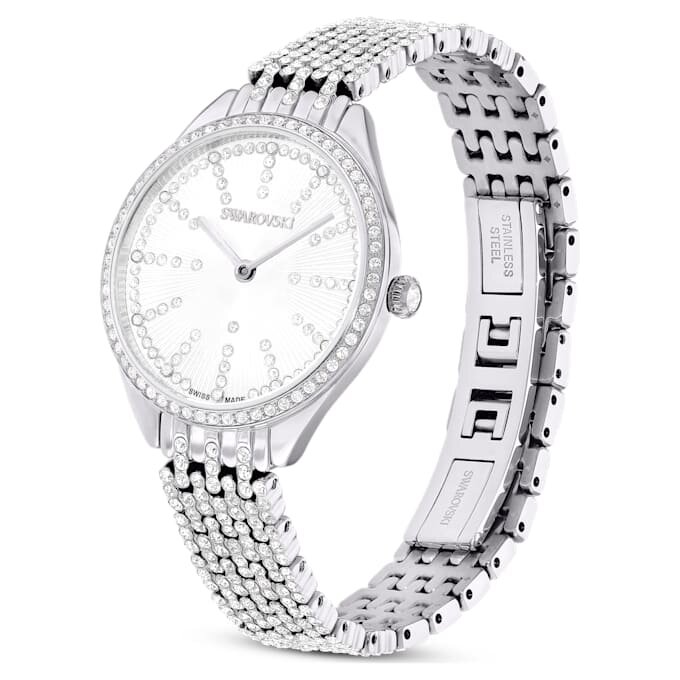 Reloj Attract de fabricación suiza, pulsera de metal, tono plateado, acero inoxidable Reloj Attract de fabricación suiza, pulsera de metal, tono plateado, acero inoxidable
