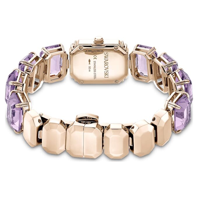 Reloj con pulsera de corte octogonal, morado, acabado dorado champán Reloj con pulsera de corte octogonal, morado, acabado dorado champán