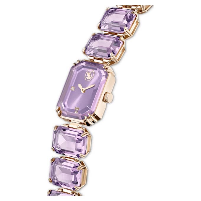 Reloj con pulsera de corte octogonal, morado, acabado dorado champán Reloj con pulsera de corte octogonal, morado, acabado dorado champán