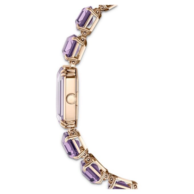Reloj con pulsera de corte octogonal, morado, acabado dorado champán Reloj con pulsera de corte octogonal, morado, acabado dorado champán