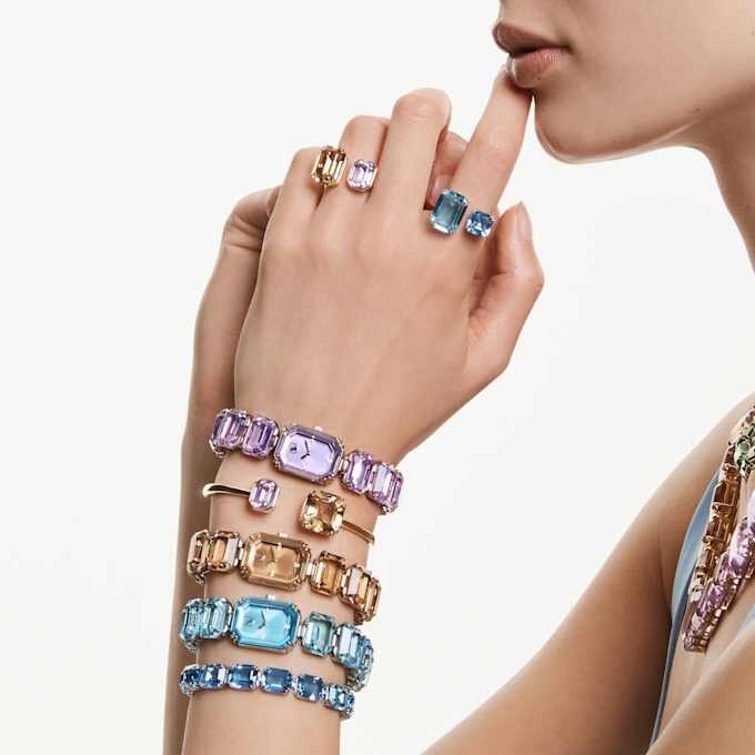 Pulseras Millenia con corte octogonal, degradado de color, azul, chapada en rodio Pulseras Millenia con corte octogonal, degradado de color, azul, chapada en rodio