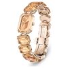 Reloj con pulsera de cristales de corte octogonal, marrón, acabado en tono oro champán Reloj con pulsera de cristales de corte octogonal, marrón, acabado en tono oro champán