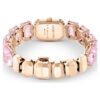 Reloj con pulsera de cristales de corte octogonal, rosa, acabado en tono oro rosa Reloj con pulsera de cristales de corte octogonal, rosa, acabado en tono oro rosa