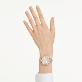 Reloj Crystalline Aura de fabricación suiza, brazalete metálico, tono oro rosa, acabado en tono oro rosa